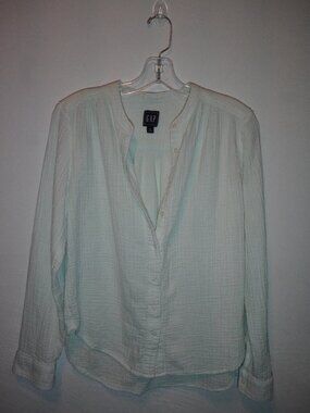 GAP Gauze White Women Button-Up Shirt Small Long Sleeves